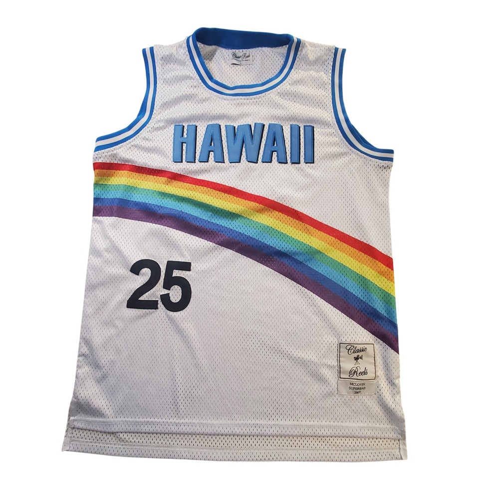 Classic Reels Superbad McLovin Hawaii #25 Basketball Jersey White Mens Large